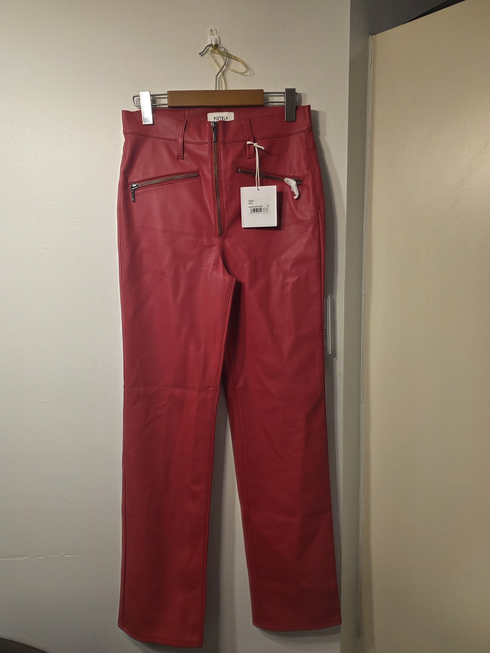 pistola Crimson Faux Leather Straight-Leg Pants